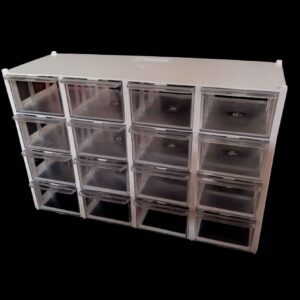 Boîte de rangement en plastique avec 16 tiroirs et 4 rangées