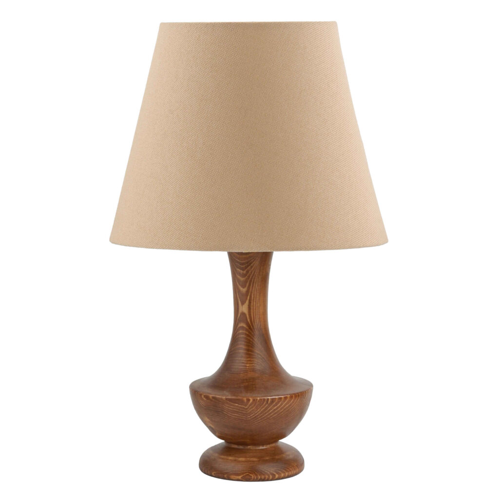 Lampe de table en bois avec abat-jour en tissu – modèle fait main Raha
