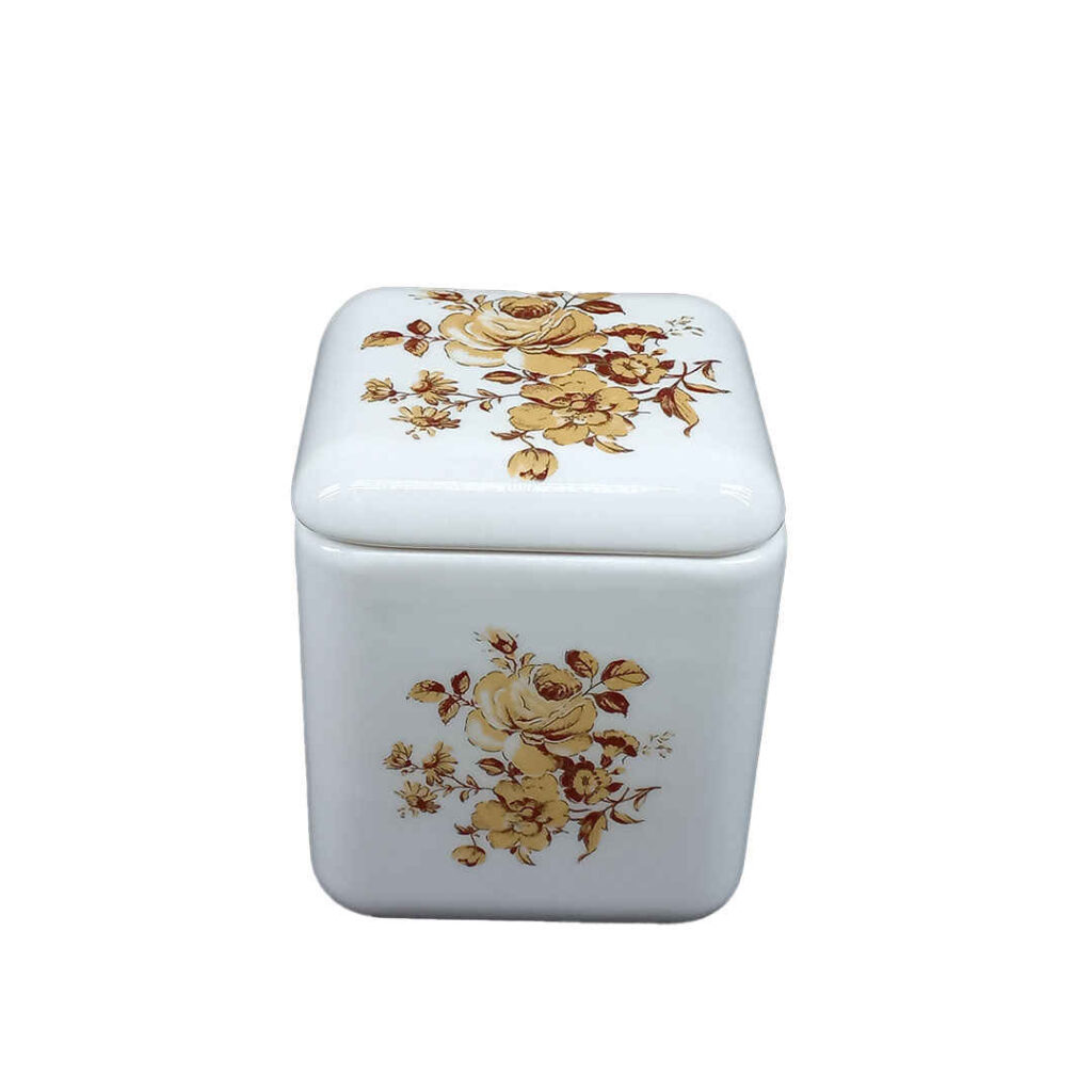 Bol à sucre en céramique avec couvercle, style artistique Floral