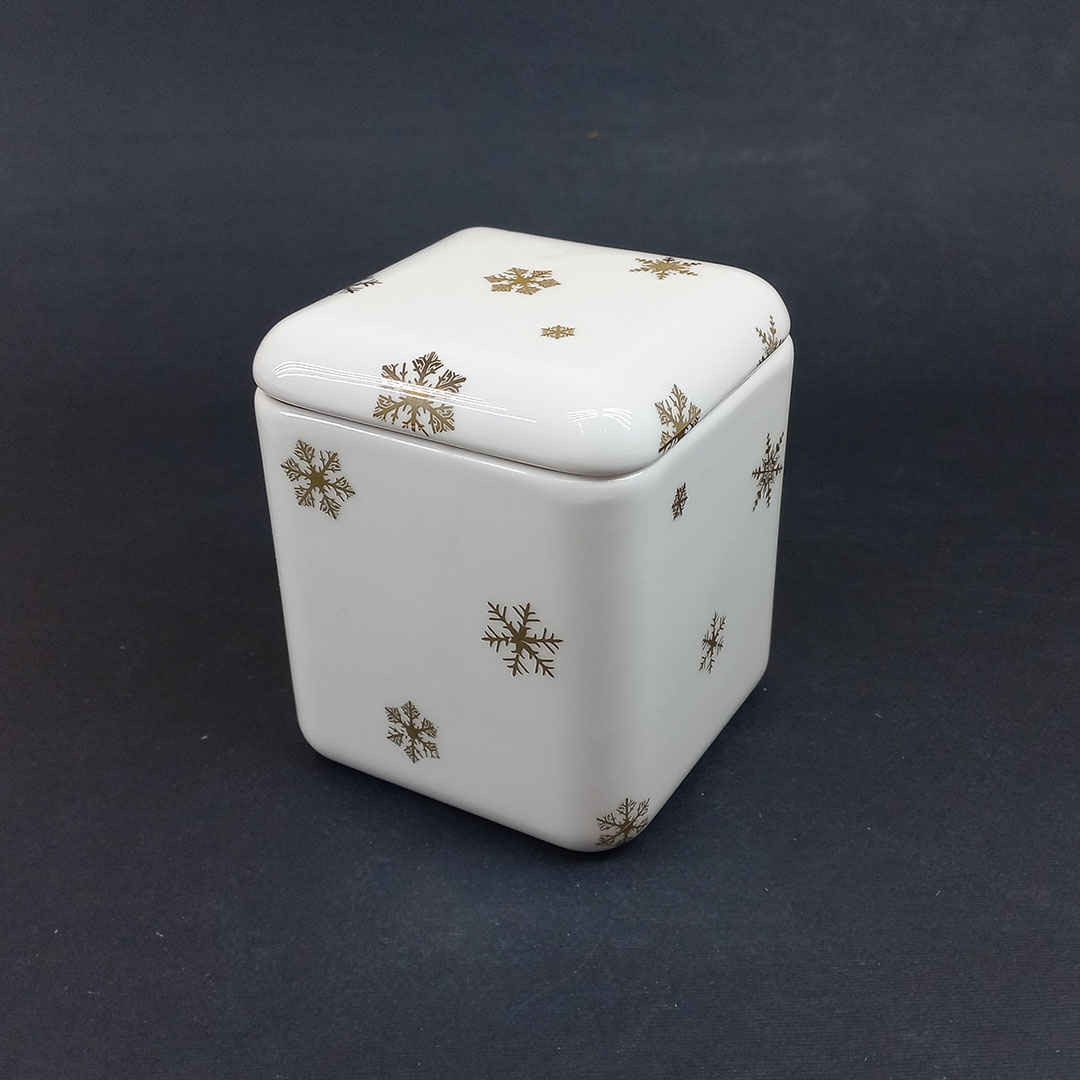 Bol à sucre en céramique avec couvercle, style artistique Snow