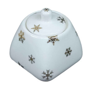 Bol à sucre en céramique avec couvercle, style artistique Snowflake