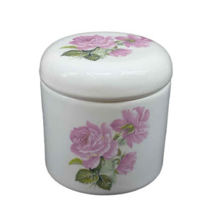 Bol à sucre en céramique avec couvercle, style artistique motif rose