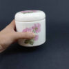 Bol à sucre en céramique avec couvercle, style artistique motif rose
