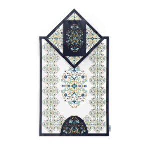 Tapis de Prière Islamique en Velours Léger avec Motif Damassé