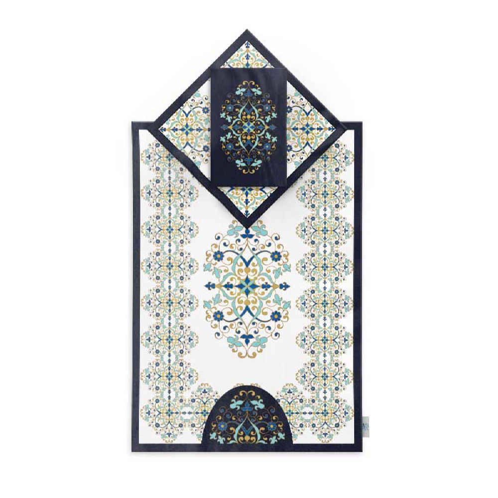 Tapis de Prière Islamique en Velours Léger avec Motif Damassé