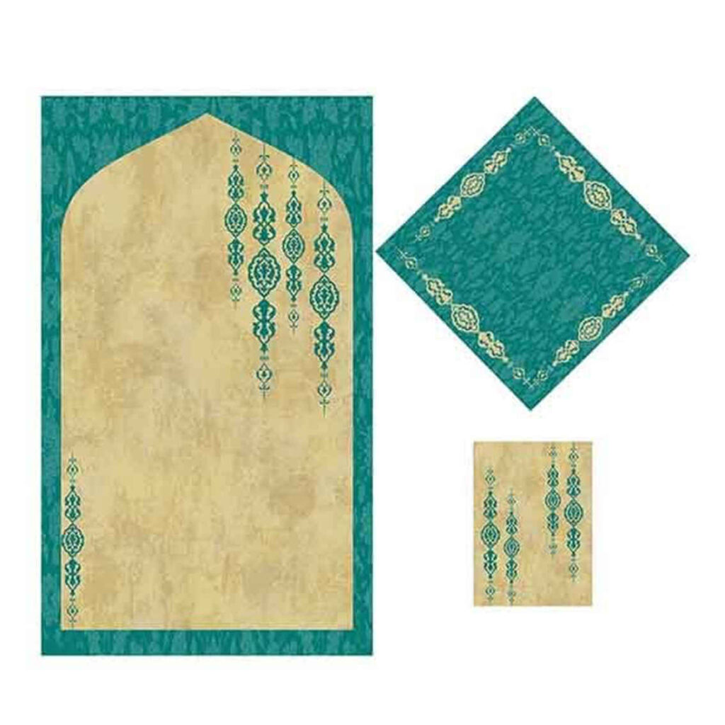 Tapis de Prière Islamique en Velours Léger avec Motif Eslimi
