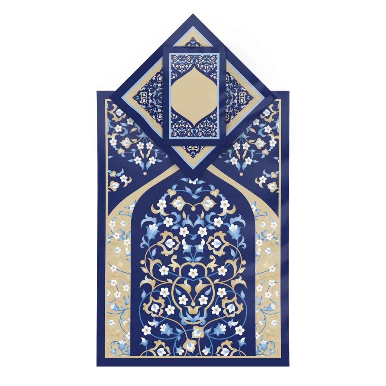 Tapis de Prière Islamique en Velours Léger avec Motif Floral