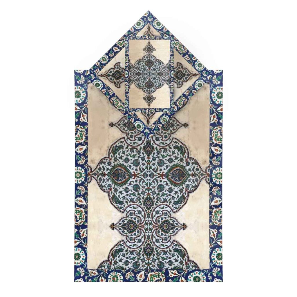 Tapis de Prière Islamique en Velours avec Motif Eslimi Modèle Negar