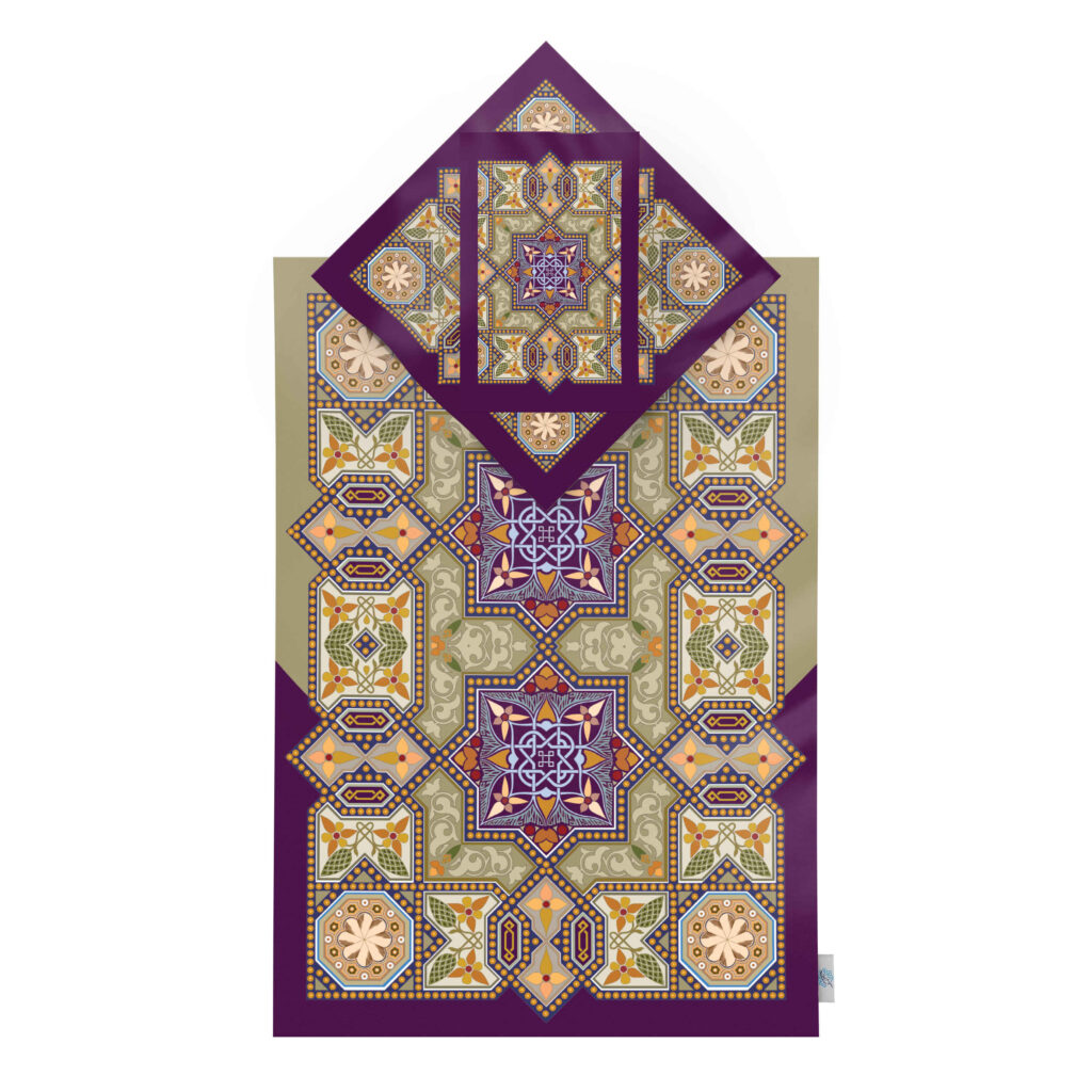 Tapis de Prière Islamique en Velours avec Motif Eslimi Modèle Nour