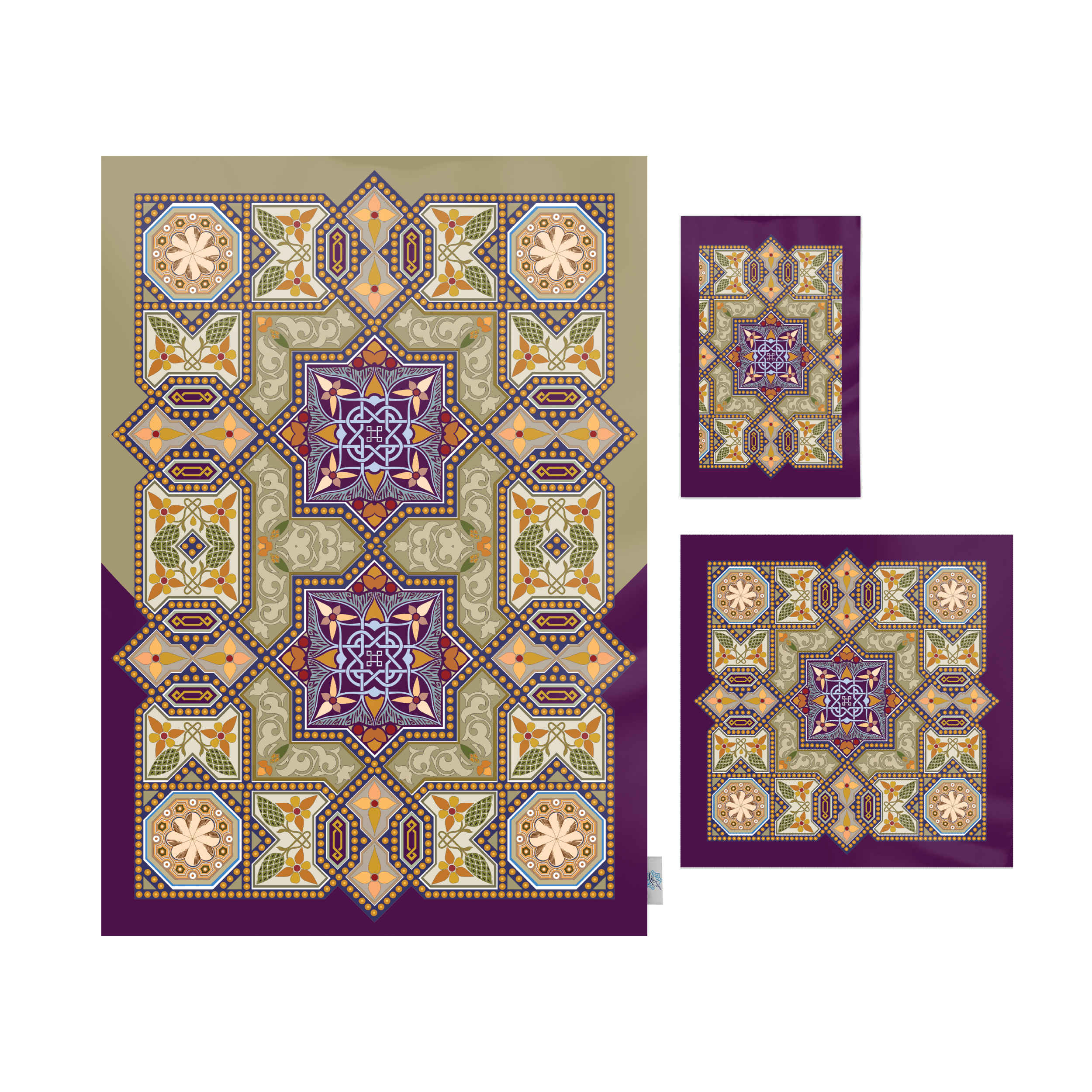 Tapis de Prière Islamique en Velours avec Motif Eslimi Modèle Nour