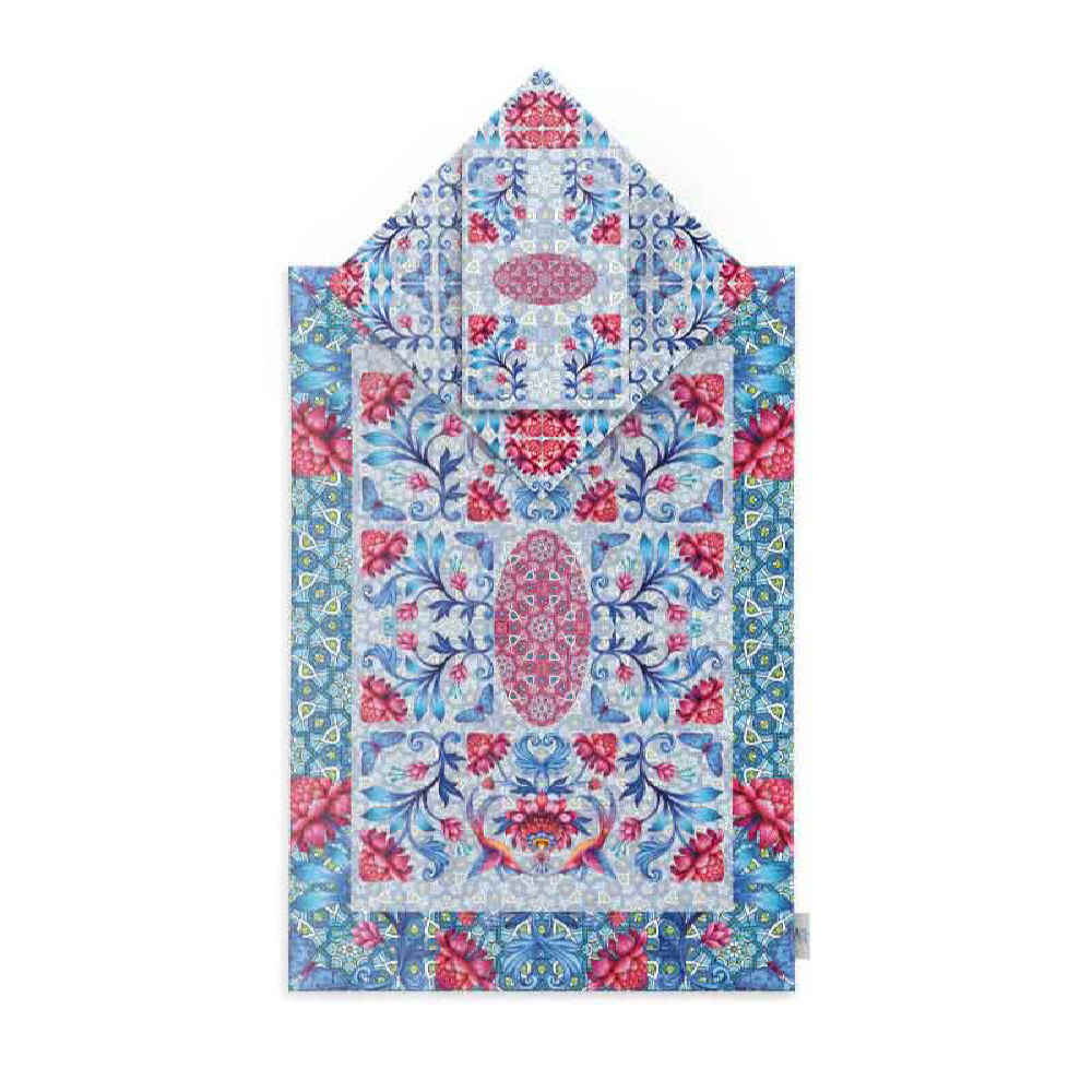 Tapis de Prière Islamique en Velours avec Motif Floral et Papillon