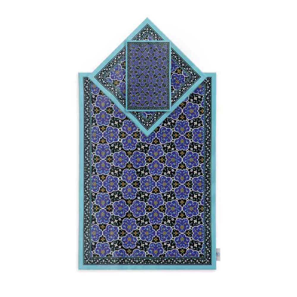 Tapis de Prière Islamique en Velours avec Motif Carreaux Persans