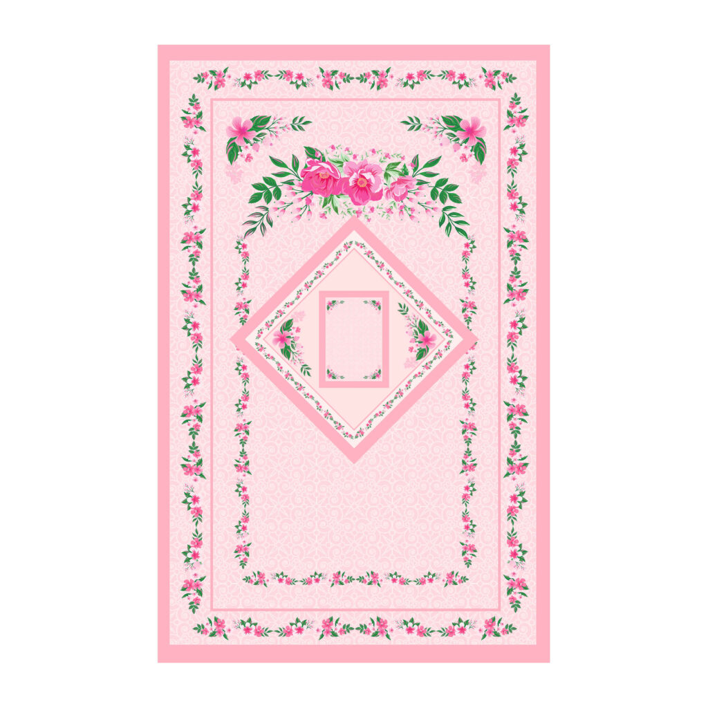 Tapis de Prière Islamique en Velours avec Design Floral Rose