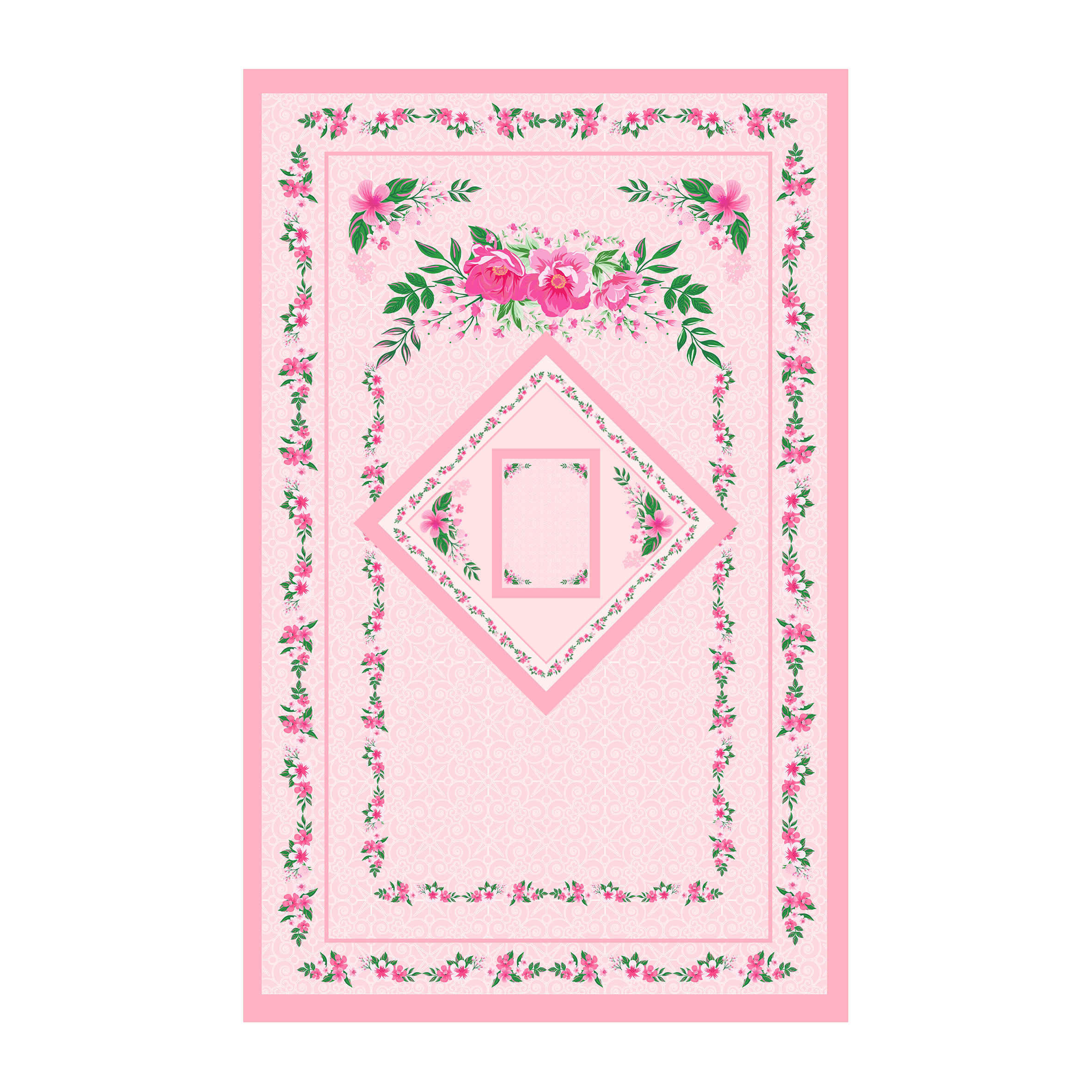 Tapis de Prière Islamique en Velours avec Design Floral Rose