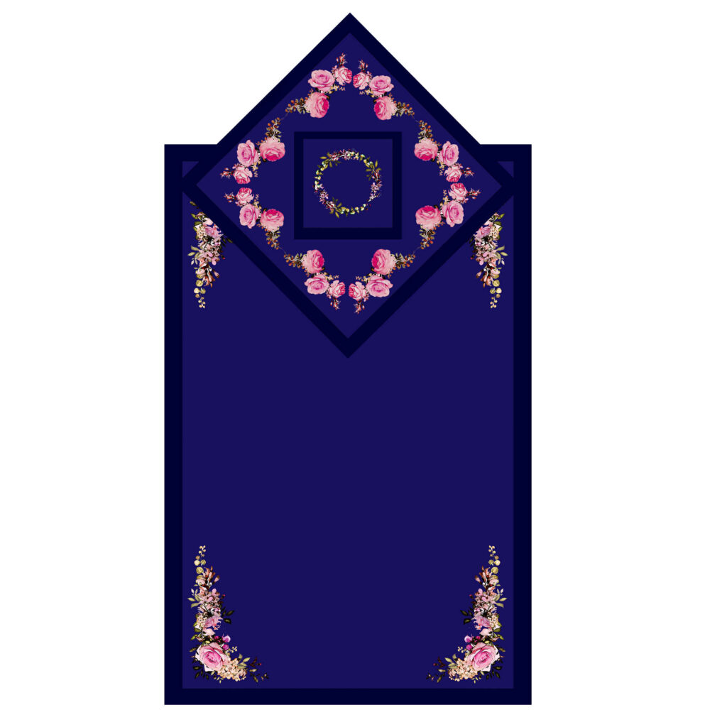 Tapis de Prière Islamique en Velours avec Motif Floral Rose