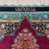 Tapis de prière persan en soie authentique noué à la main et luxueux Sajada Keyvan