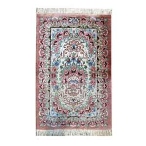 Tapis de prière persan en soie authentique noué à la main et luxueux Sajada Mina