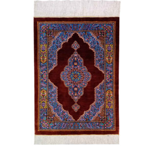 Tapis de prière persan en soie authentique noué à la main et luxueux Sajada