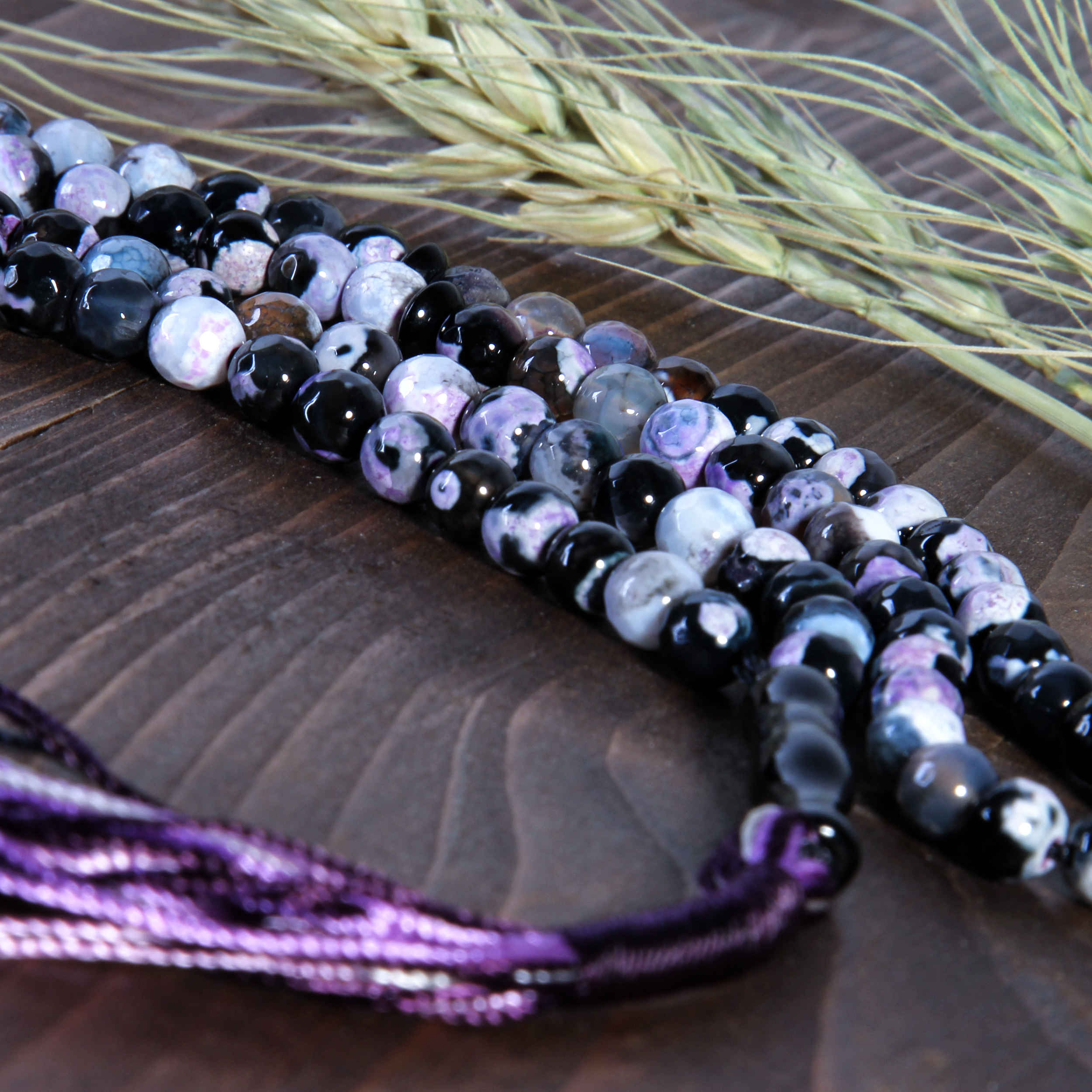 Chapelet islamique en agate violette avec 101 perles