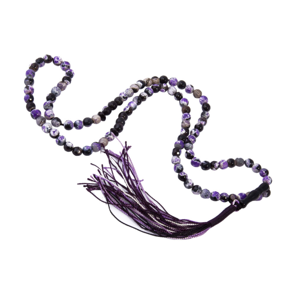 Chapelet islamique en agate violette avec 101 perles