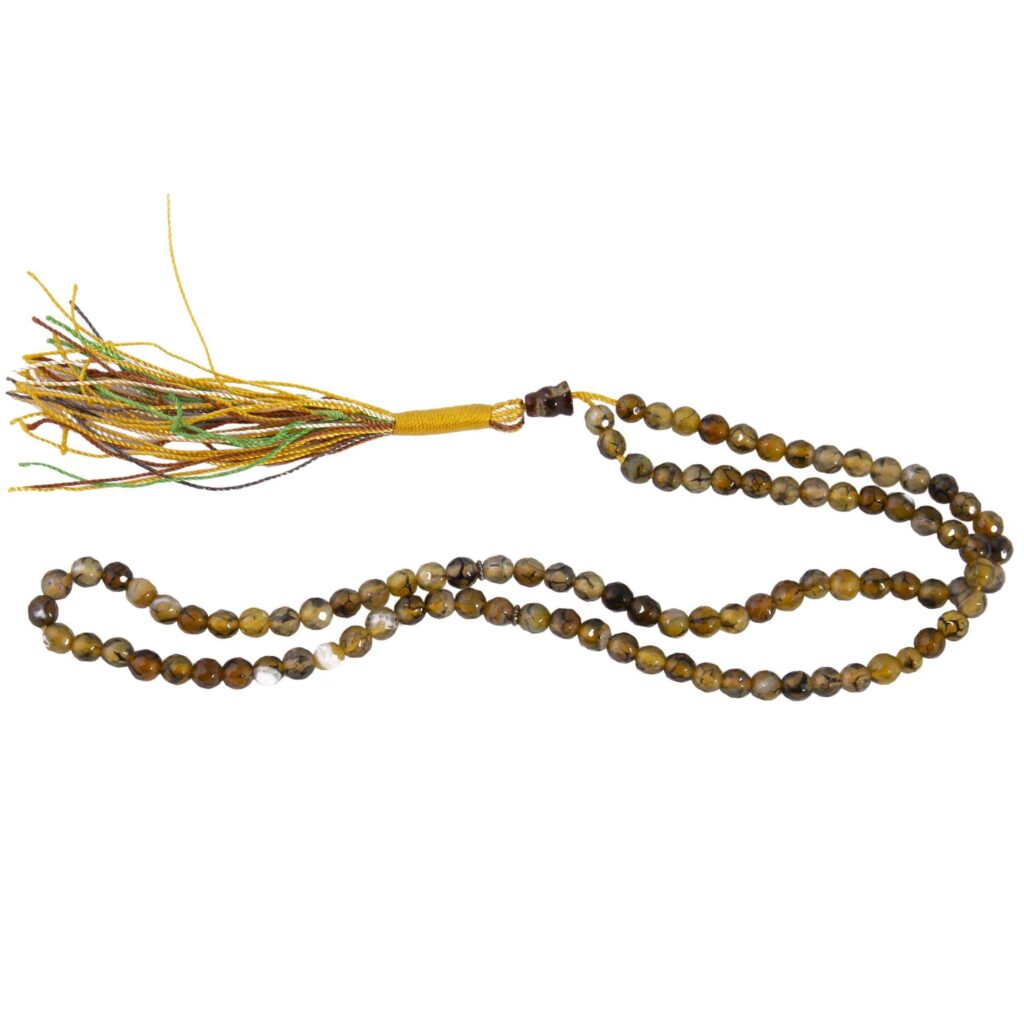 Chapelet islamique en agate dendritique – 101 perles (Shajar)