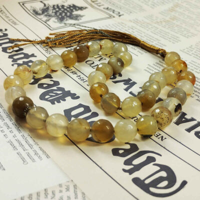 Chapelet islamique en agate dendritique – 33 perles