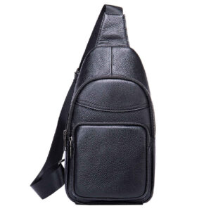 Sac bandoulière en cuir pour hommes et femmes Couleur noire