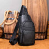 Sac bandoulière en cuir pour hommes et femmes Couleur noire