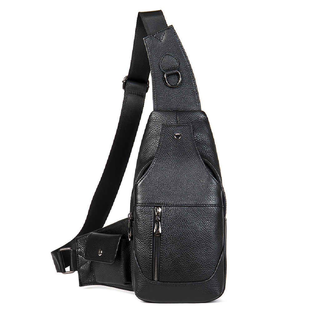 Sac bandoulière en cuir pour hommes et femmes avec poches latérales