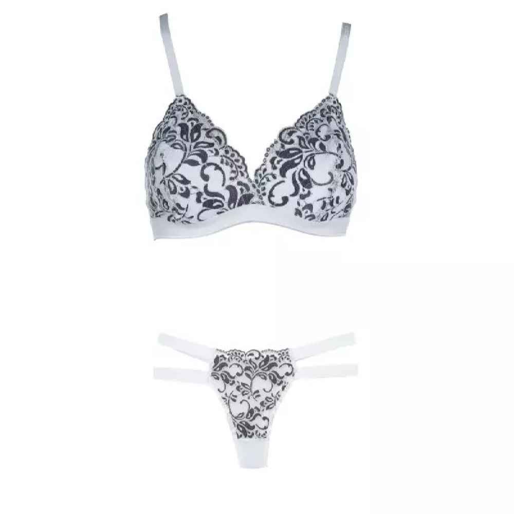 Ensemble de lingerie soutien-gorge & string pour femmes conçu avec des fleurs chic