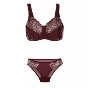 Ensemble de lingerie soutien-gorge en dentelle & string avec bretelles réglables pour femmes