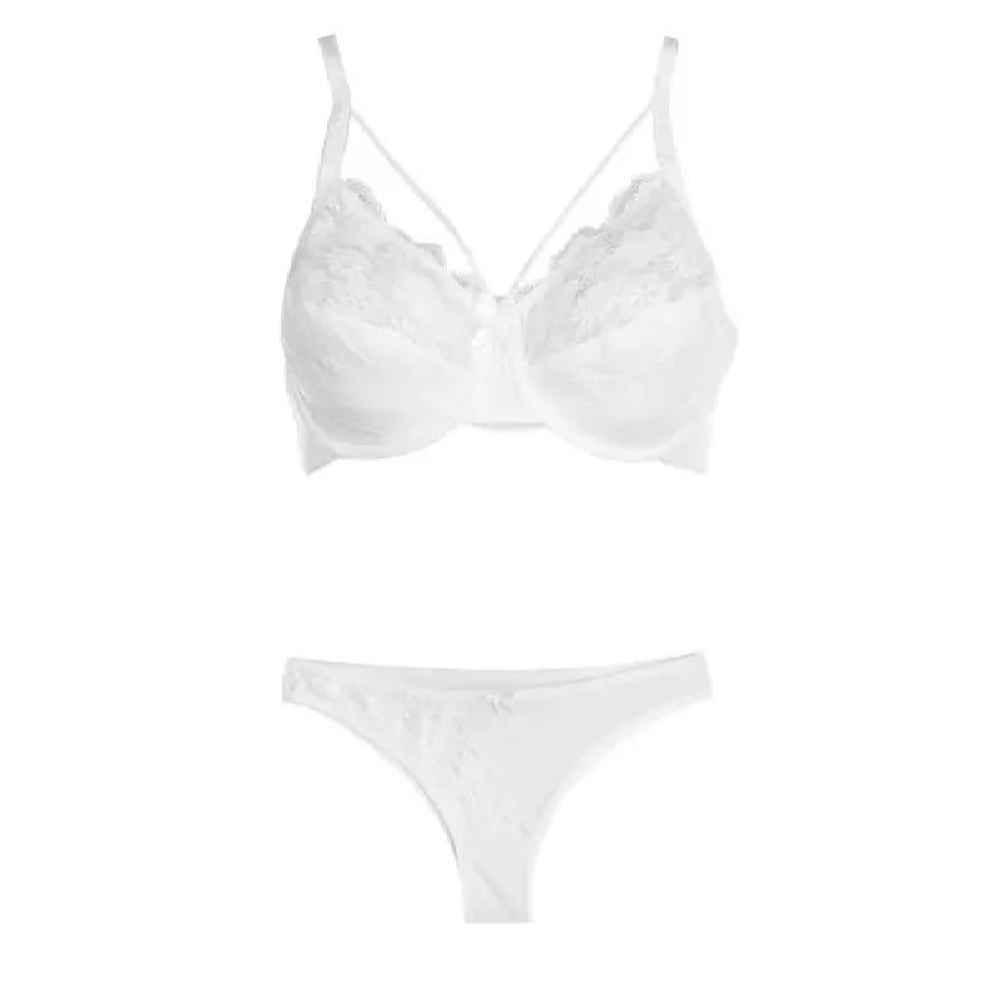 Ensemble de lingerie soutien-gorge en dentelle & string avec nœud décoratif à l’avant
