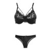 Ensemble de lingerie soutien-gorge en dentelle & string avec nœud décoratif à l'avant