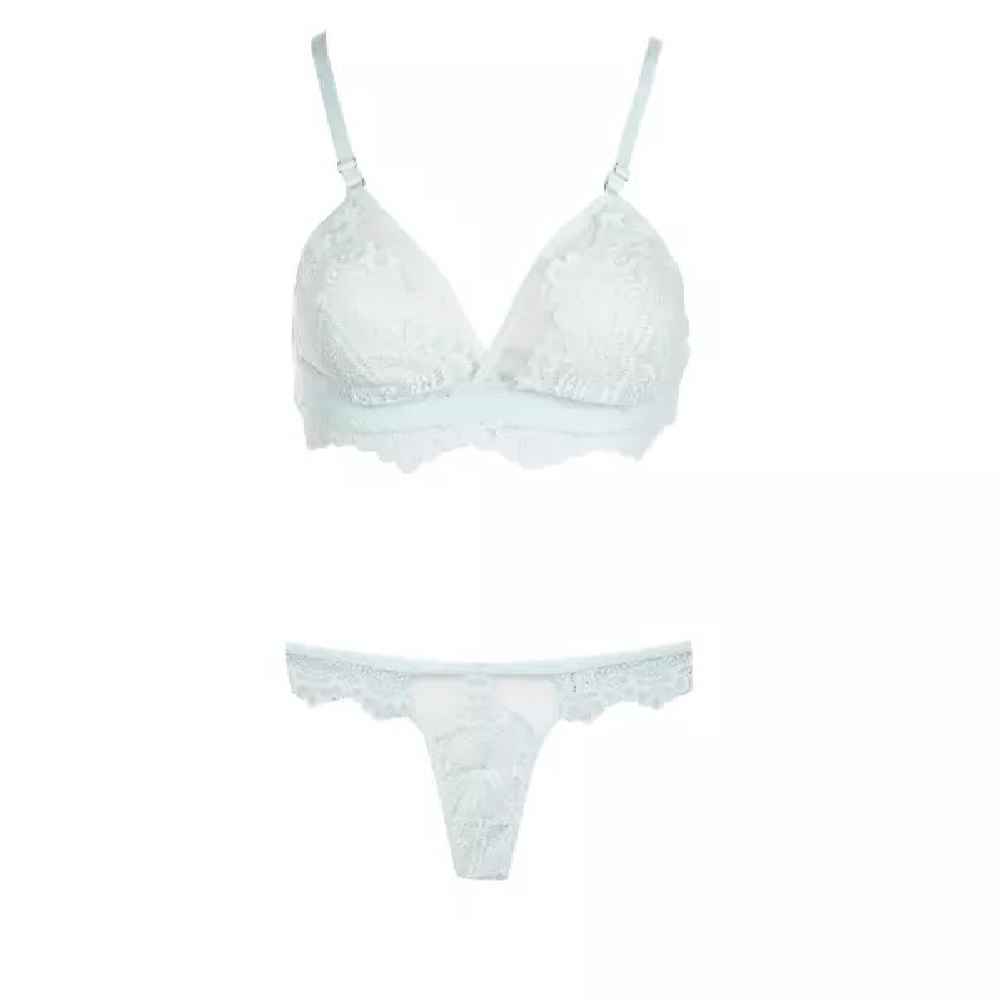 Ensemble de lingerie soutien-gorge en dentelle & string avec broderie Dentelle pour femmes