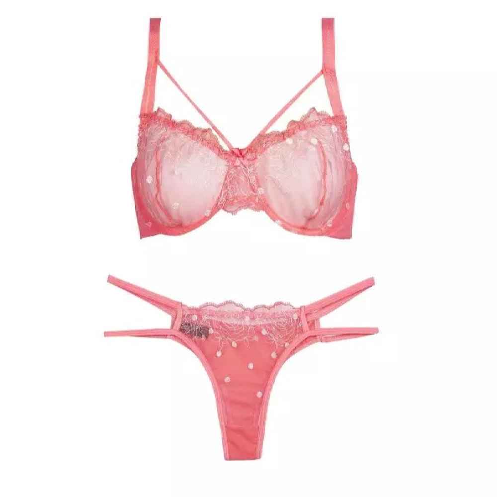 Ensemble de lingerie soutien-gorge en dentelle & string pour femmes en deux pièces