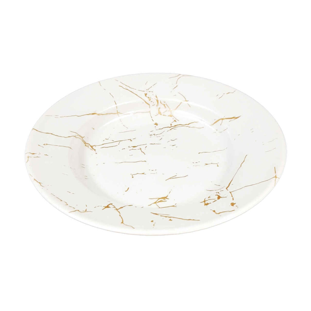 Ensemble d'Assiettes en Mélamine Blanches, Compatible Micro-ondes avec Design Marbré, Pack de 6