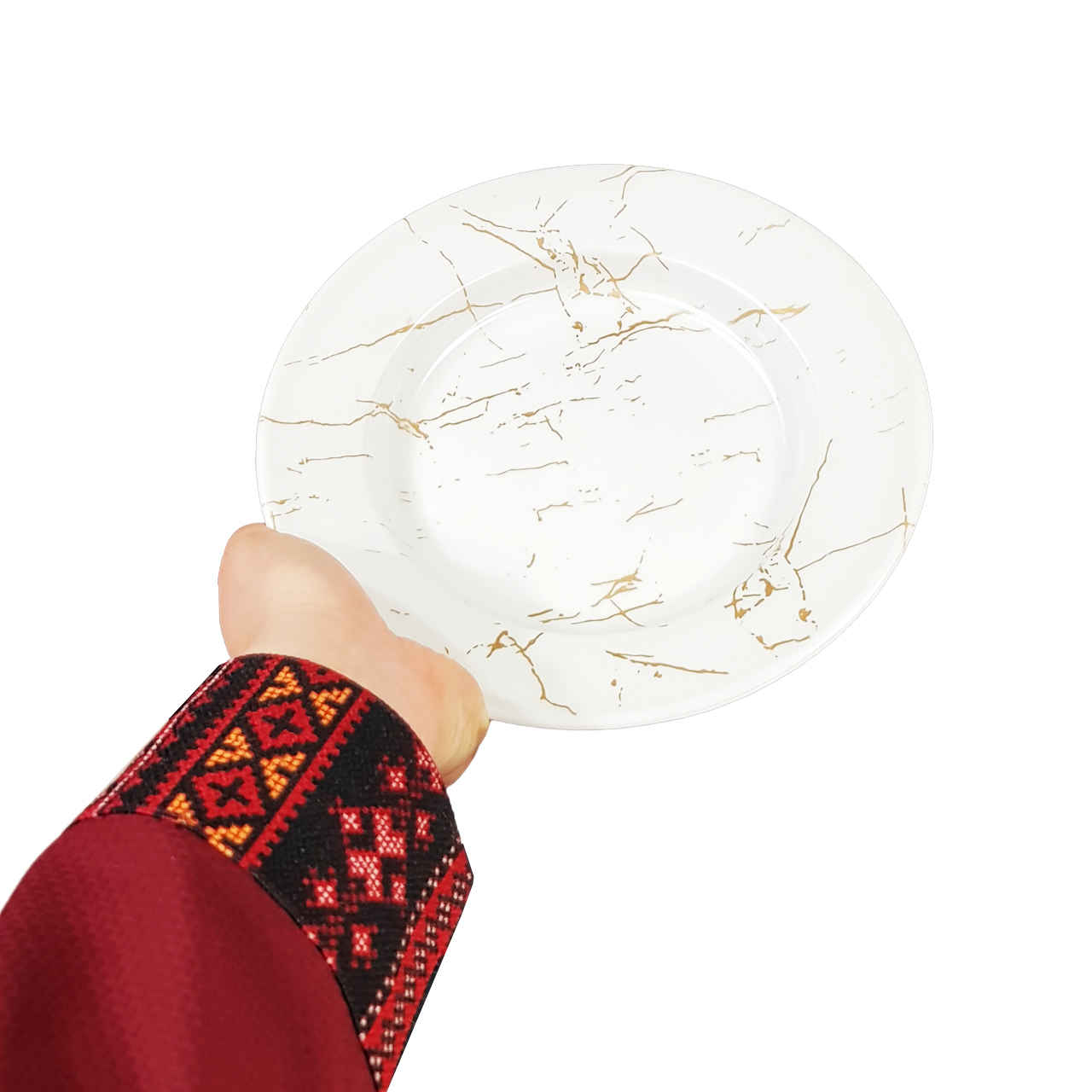 Ensemble d’Assiettes en Mélamine Blanches, Compatible Micro-ondes avec Design Marbré, Pack de 6