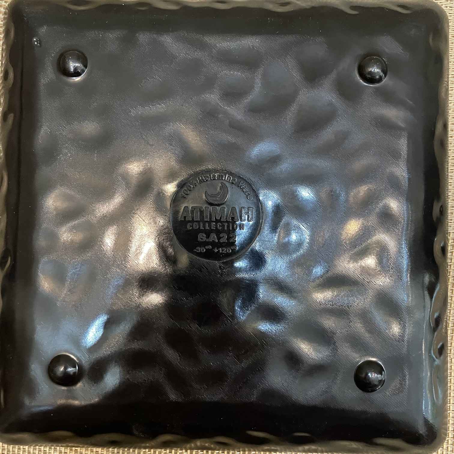 Ensemble d’Assiettes en Mélamine, Compatible Micro-ondes, Forme Carrée, Pack de 3