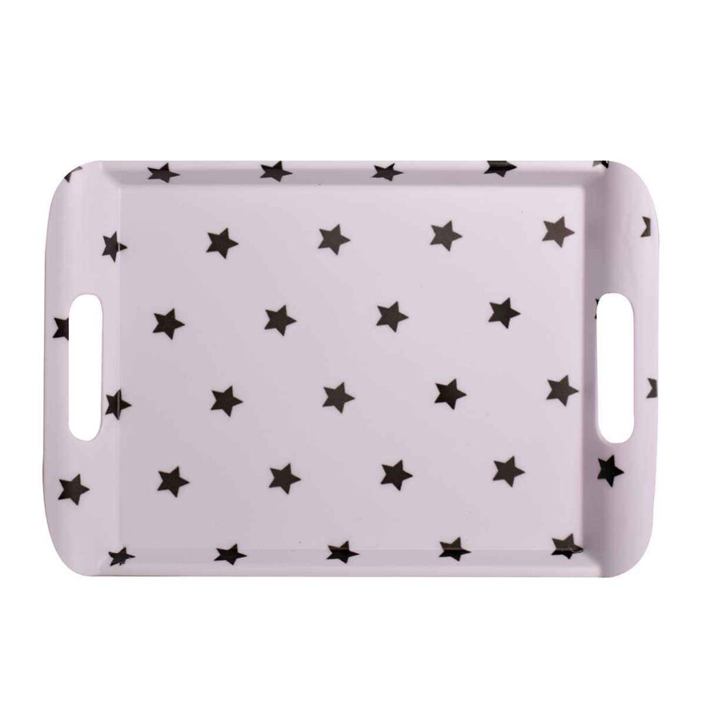 Plateau de service en mélamine avec poignées, forme rectangulaire légère