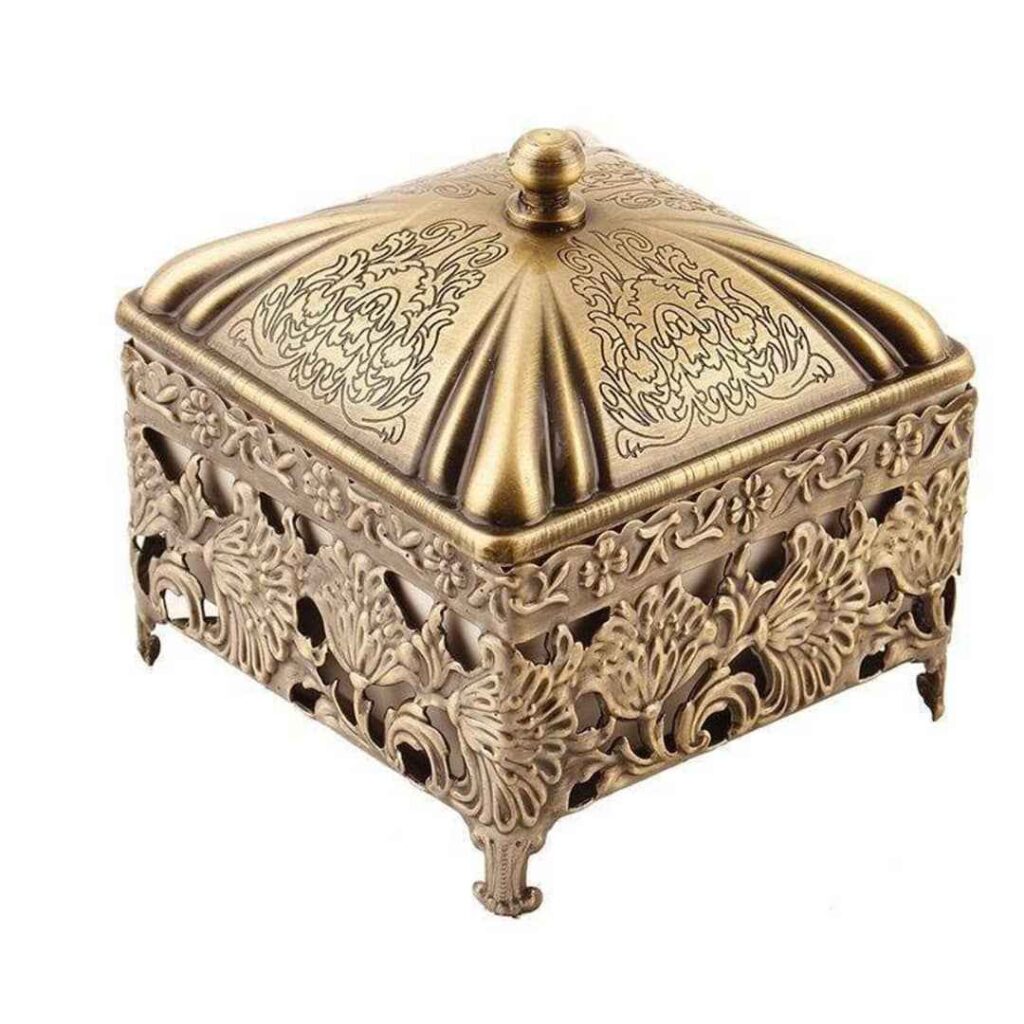 Sucrier en métal avec couvercle, motif floral Diyana