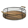 Panier à fruits en fil métallique forme ronde avec poignée en bois