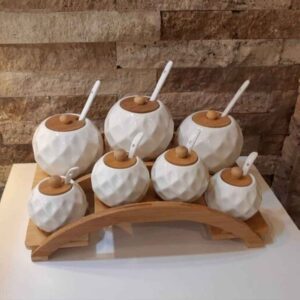 Pot de stockage en porcelaine – Rangement élégant pour café, thé, et plus, Embossé Hadis