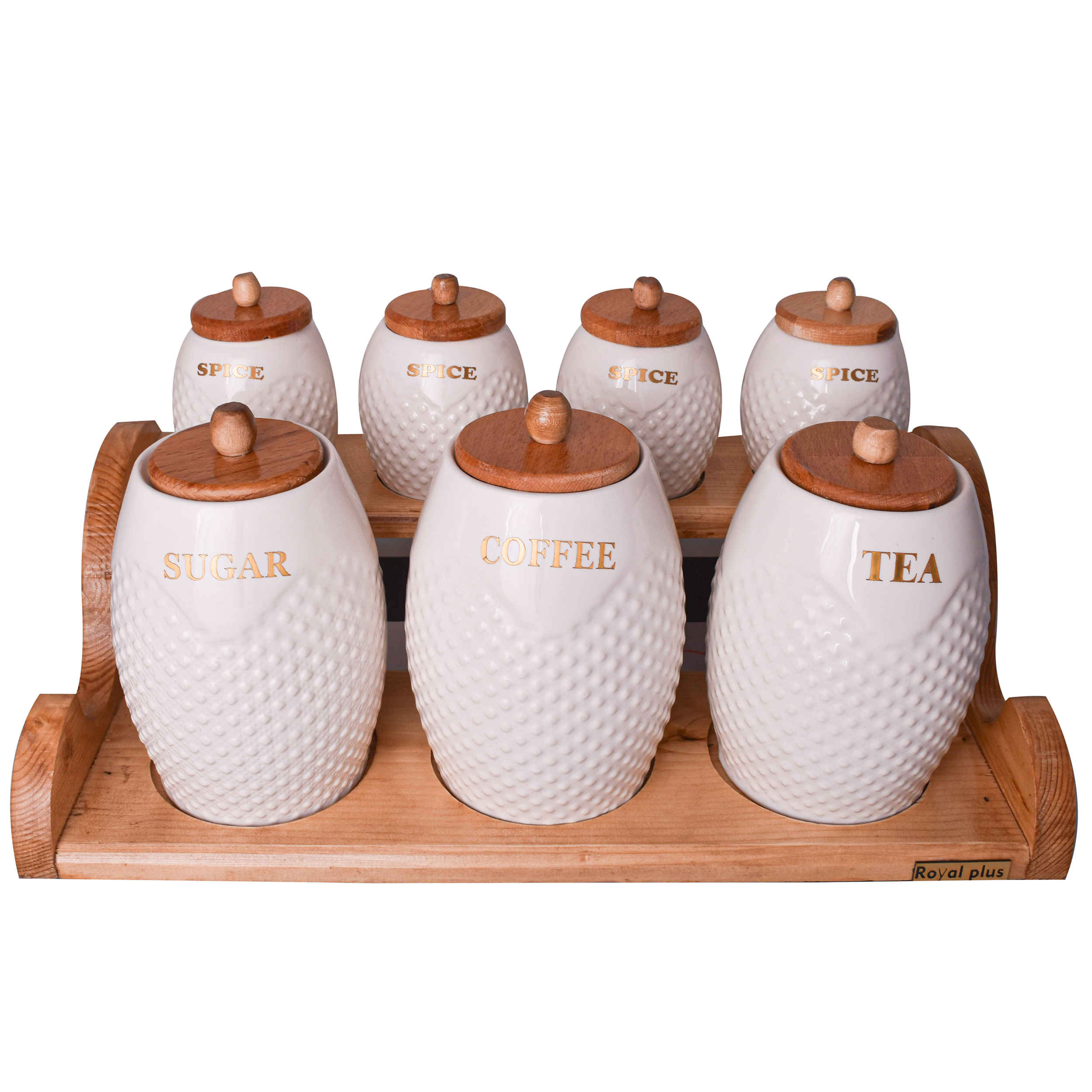 Pot de stockage en porcelaine - Rangement élégant pour café, thé, et plus, Embossé Setareh