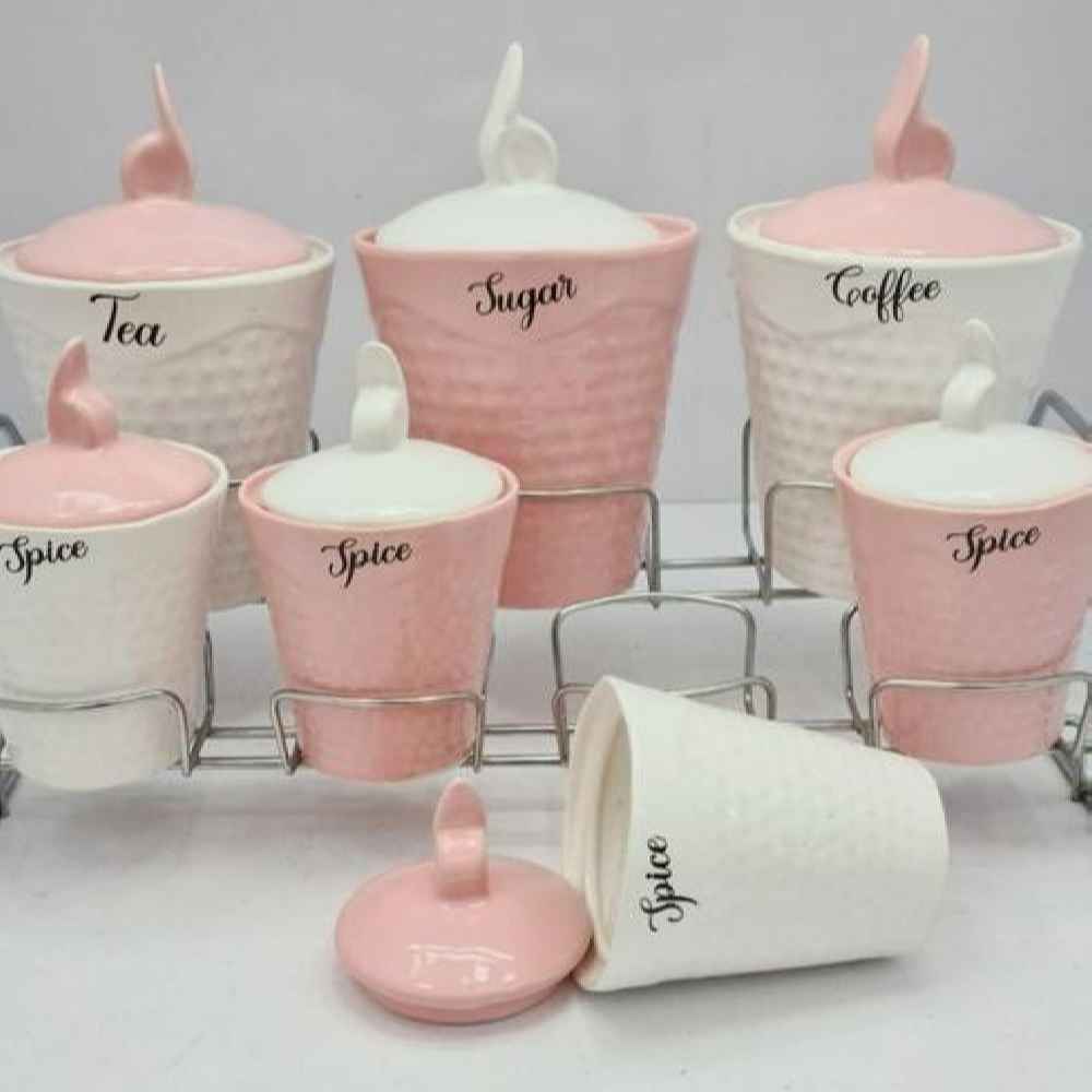 Pot de stockage en porcelaine – Rangement élégant pour café, thé, et plus, Embossé Yuna