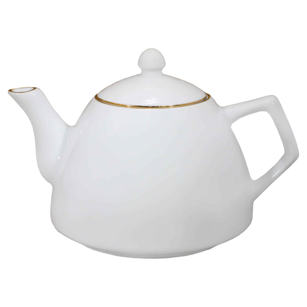 Théière de service en porcelaine avec design de lignes dorées Royal