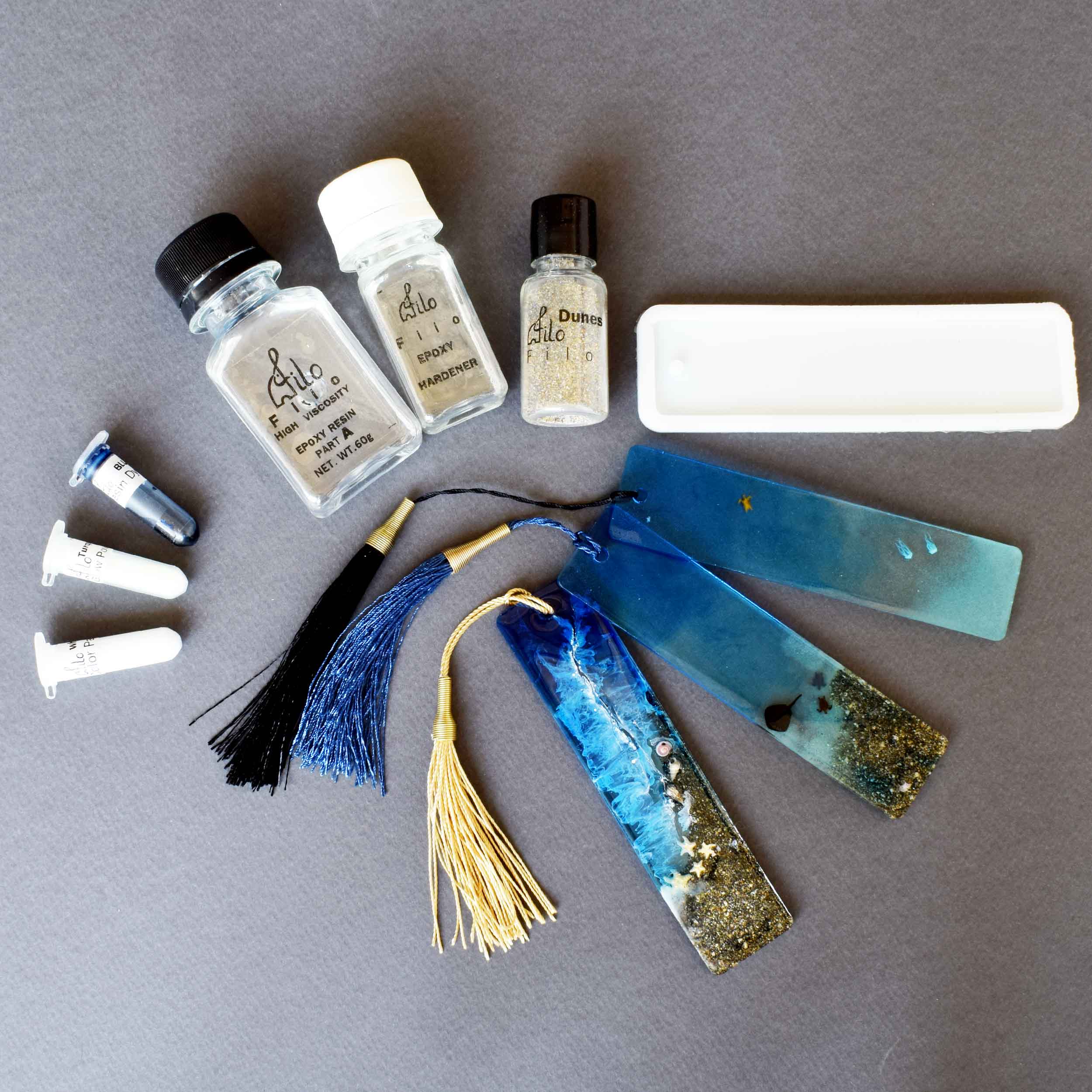 Kit de fabrication de marque-page en résine avec moule thème océan