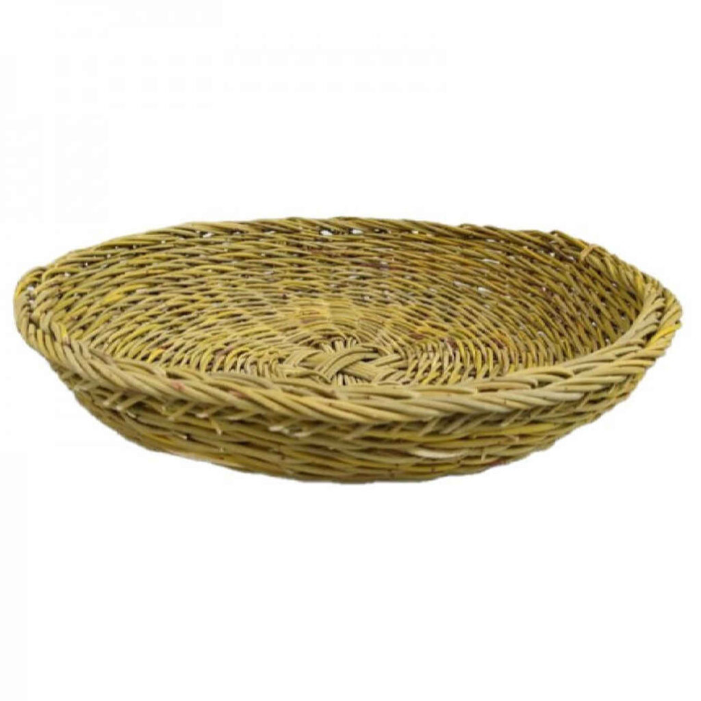 Panier en osier naturel tissé à la main, forme ronde