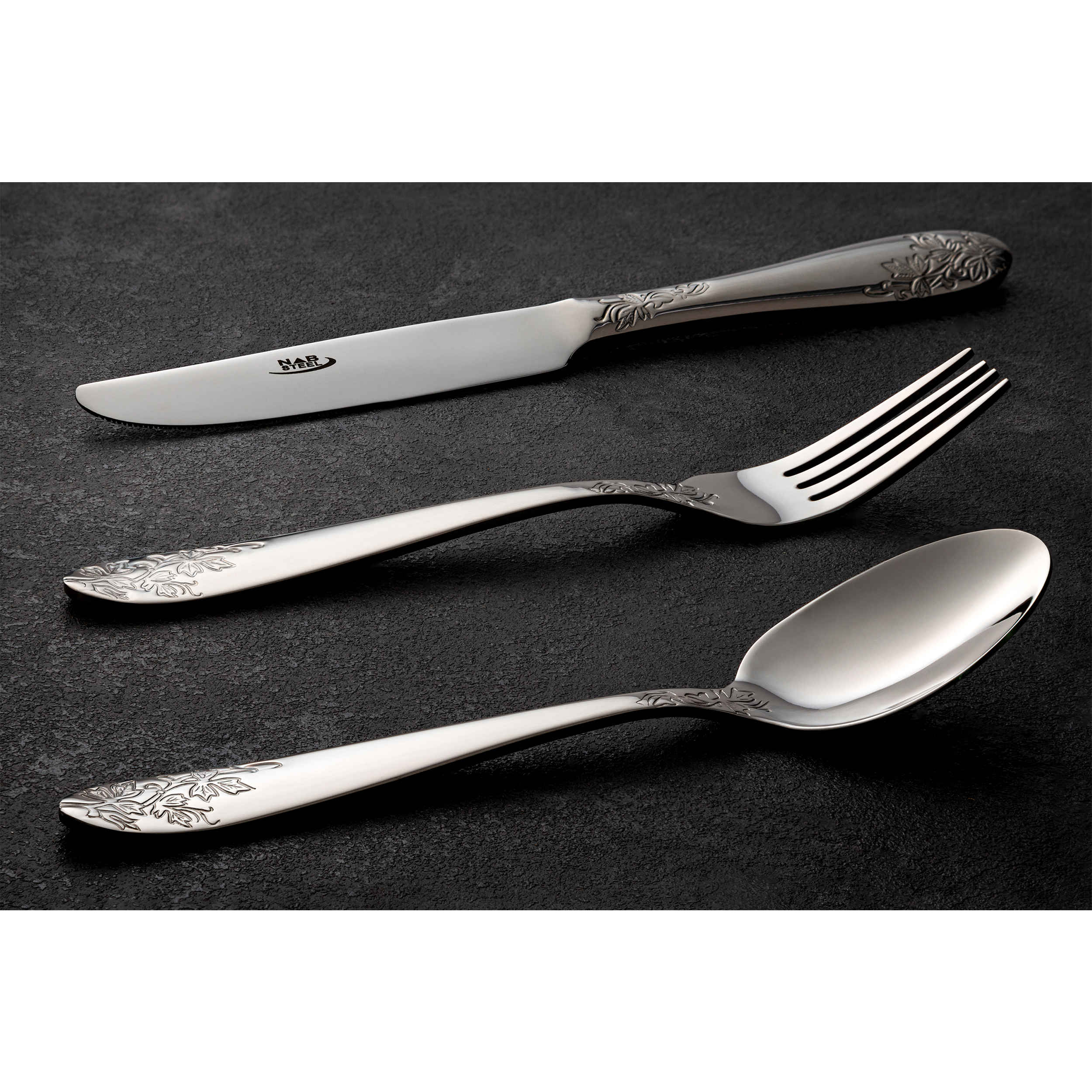 Ensemble de Couverts Cuillères et Fourchettes Lavables au Lave-Vaisselle 12 Pièces Modèle Floral