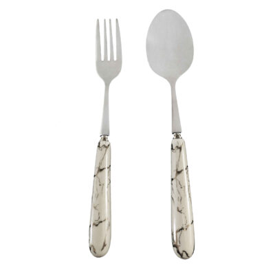 Ensemble de Couverts Cuillères et Fourchettes avec Manche en Céramique Modèle Marbre