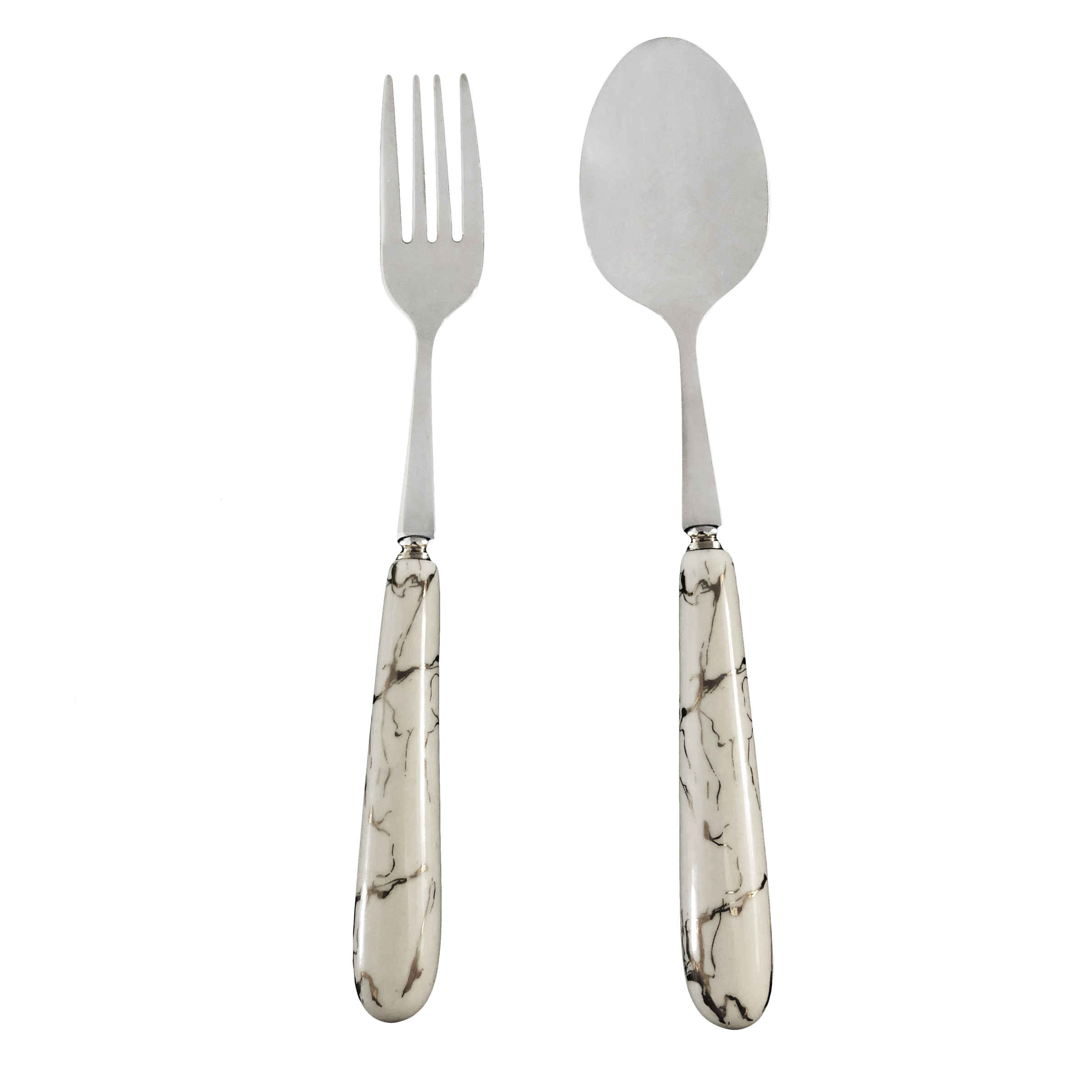 Ensemble de Couverts Cuillères et Fourchettes avec Manche en Céramique Modèle Marbre